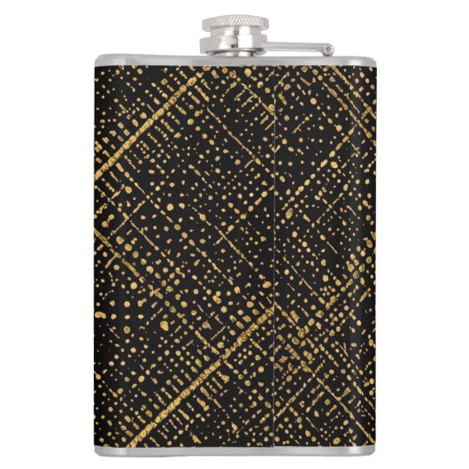 Modern, Chrismas Tree, Black Gold Cross Pattern  フラスク (裏面)