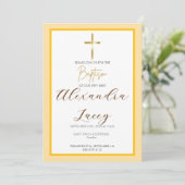 Modern Christening Baptism Gold Cross Invitation 招待状 (スタンド正面)