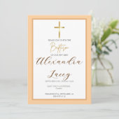 Modern Christening Baptism Gold Cross Invitation 招待状 (スタンド正面)