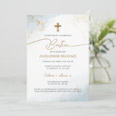 Modern Christian Blue Cross Boy Baptism Bautizo 招待状 (スタンド正面)