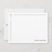 Modern Christian Cross Monogrammed Minimal Black ノートカード (正面)