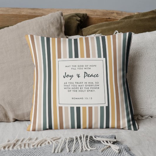 Modern Christian Keepsake Scripture Fall Stripes クッション