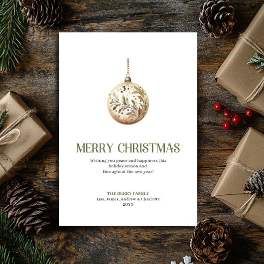 Modern Christmas Bauble Card Soft Neutral Pastel シーズンカード