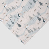 Modern Christmas Blue and Tan Snowy Village 薄葉紙 (詳細)