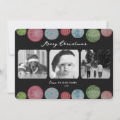 Modern Christmas Card | Ornament Triple-Photo シーズンカード (正面)