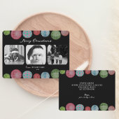 Modern Christmas Card | Ornament Triple-Photo シーズンカード