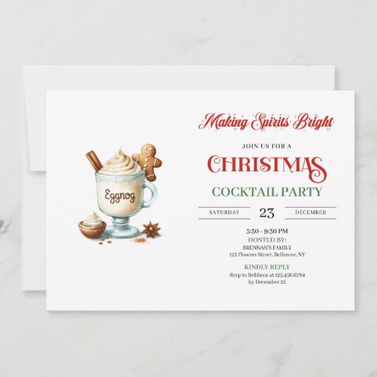 Modern Christmas Cocktails Party Editable Invites 招待状 (正面)