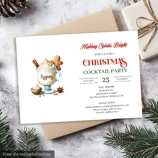 Modern Christmas Cocktails Party Editable Invites 招待状