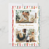 Modern Christmas Coquette Bow Pattern 3 Photo シーズンカード (正面)