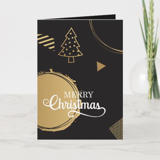 Modern Christmas Design with Gold Geometric Accent カード (正面)