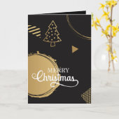 Modern Christmas Design with Gold Geometric Accent カード (黄色い花)