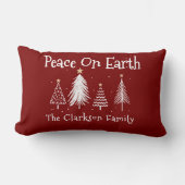 Modern Christmas - Family Name - Peace On Earth ランバークッション (正面)