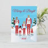 Modern Christmas Family of 5 Personalized Flat シーズンカード (スタンド正面)