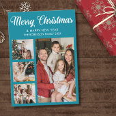 Modern Christmas family photo collage 招待状