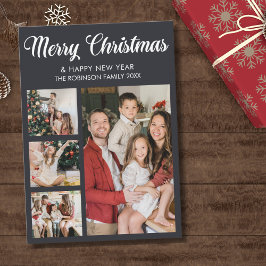 Modern Christmas family photo collage 招待状