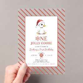 Modern Christmas First Birthday One Jolly Goose アクリル招待状