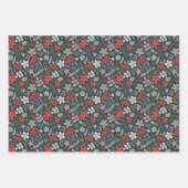 Modern Christmas floral and nutcrackers ラッピングペーパーシート (正面3)