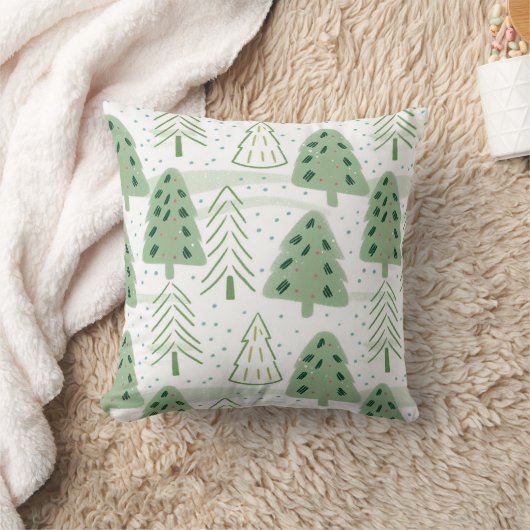 Modern Christmas Forest Olive green pattern クッション (ブランケット)