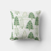Modern Christmas Forest Olive green pattern クッション (正面)