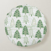 Modern Christmas Forest Olive green pattern ラウンドクッション (裏面)