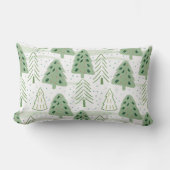 Modern Christmas Forest Olive green pattern ランバークッション (正面)