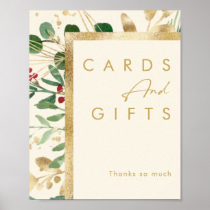 Modern Christmas Greenery Cream Cards and Gifts ポスター