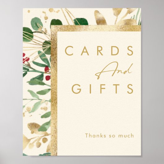 Modern Christmas Greenery | Cream Cards and Gifts  ポスター (正面)