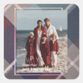 Modern Christmas Happy Holidays Family Photo  スクエアシール (正面)