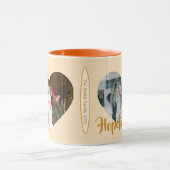 Modern Christmas Heart Shape 2 Photos Collage Mug マグカップ (中央)