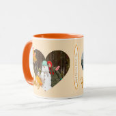 Modern Christmas Heart Shape 2 Photos Collage Mug マグカップ (正面左)