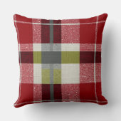 Modern Christmas Holiday Plaid Throw Pillow クッション (裏面)