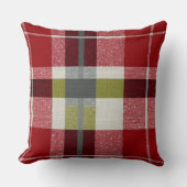 Modern Christmas Holiday Plaid Throw Pillow クッション (正面)