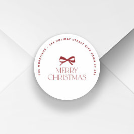 Modern Christmas holiday round return address ラウンドシール