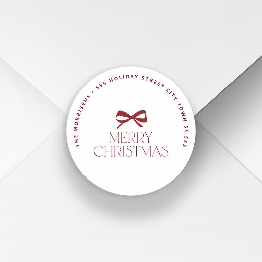 Modern Christmas holiday round return address ラウンドシール