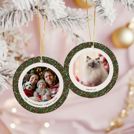 Modern Christmas Holly Foliage 2 Photos セラミックオーナメント