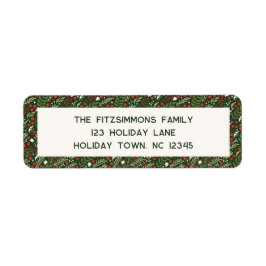 Modern Christmas Holly Leaf Return Address Labels ラベル