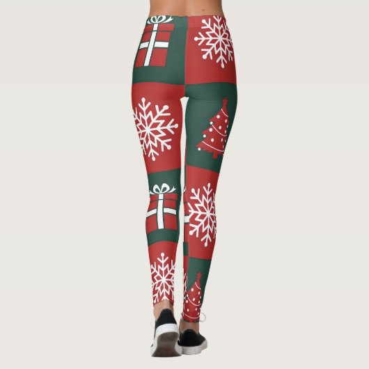 Modern Christmas Icons Pattern Leggings レギンス (裏面)