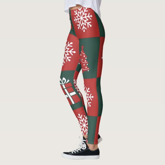 Modern Christmas Icons Pattern Leggings レギンス (左)