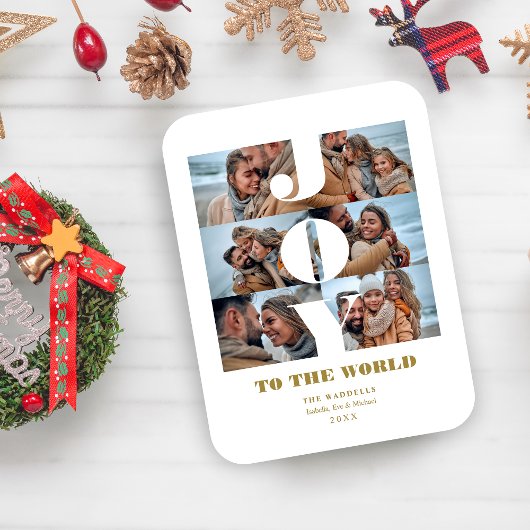 Modern Christmas Joy to the World Quote 6 Photos マグネット