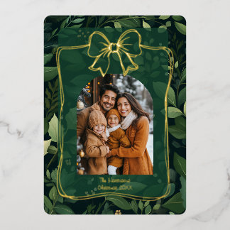 Modern Christmas Leaves Arch Photo Template  箔シーズンカード