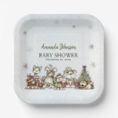 Modern Christmas Lights Puppy Baby Shower ペーパープレート (正面)