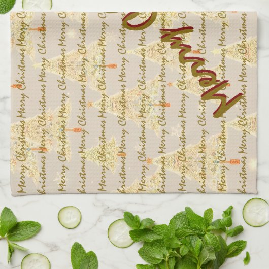 Modern Christmas Luxury Christmas Trees キッチンタオル (折り畳み)