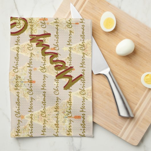 Modern Christmas Luxury Christmas Trees キッチンタオル (四つ折り)