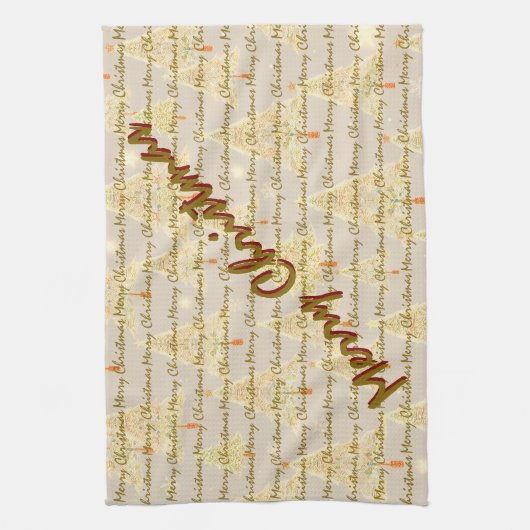 Modern Christmas Luxury Christmas Trees キッチンタオル (縦)