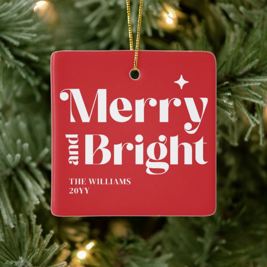 Modern Christmas Merry Bright セラミックオーナメント (ツリー)