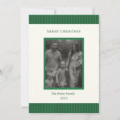 Modern Christmas Minimal Family Photo Green Chic シーズンカード (正面)