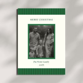 Modern Christmas Minimal Family Photo Green Chic シーズンカード