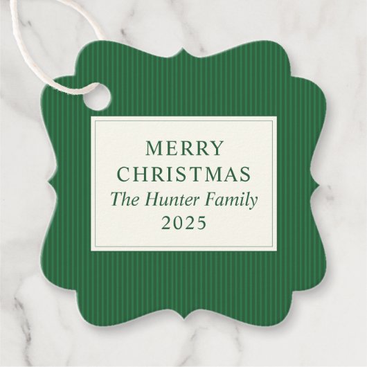 Modern Christmas Minimal Holiday Favor Green フェイバータグ (正面)