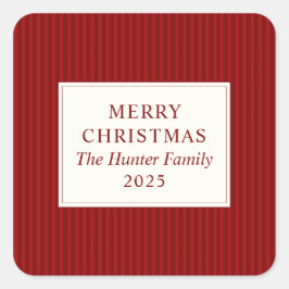 Modern Christmas Minimal Holiday Favor Red スクエアシール