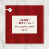 Modern Christmas Minimal Holiday Favor Red フェイバータグ (正面)